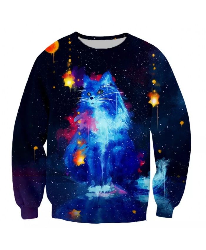 Lovely Cat Moon Fashion Long Sleeves 3D Print Hoodies Sweatshirts Jacket Men women tops