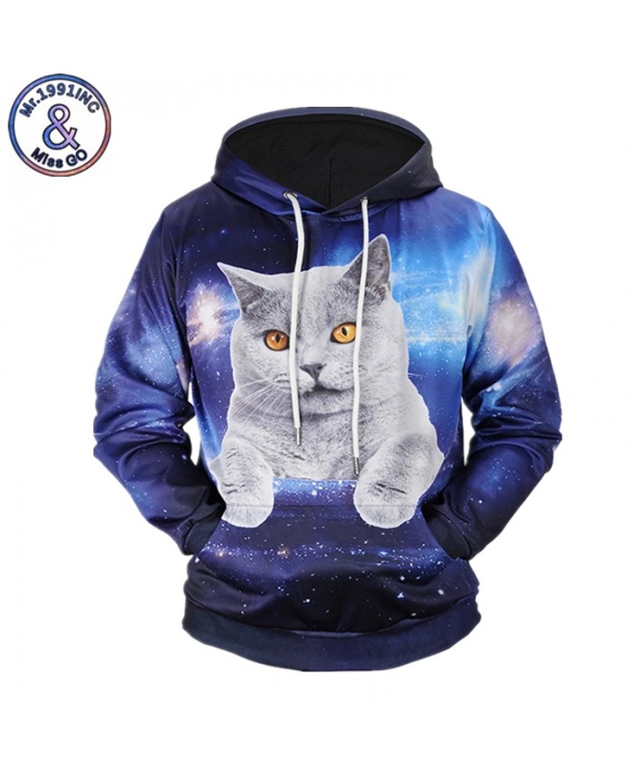 Brand Hoodies 3D Print Animal Cat Space Galaxy Sweatshirts Men Women Hip Hop Unisex Pullover With Hat Tops