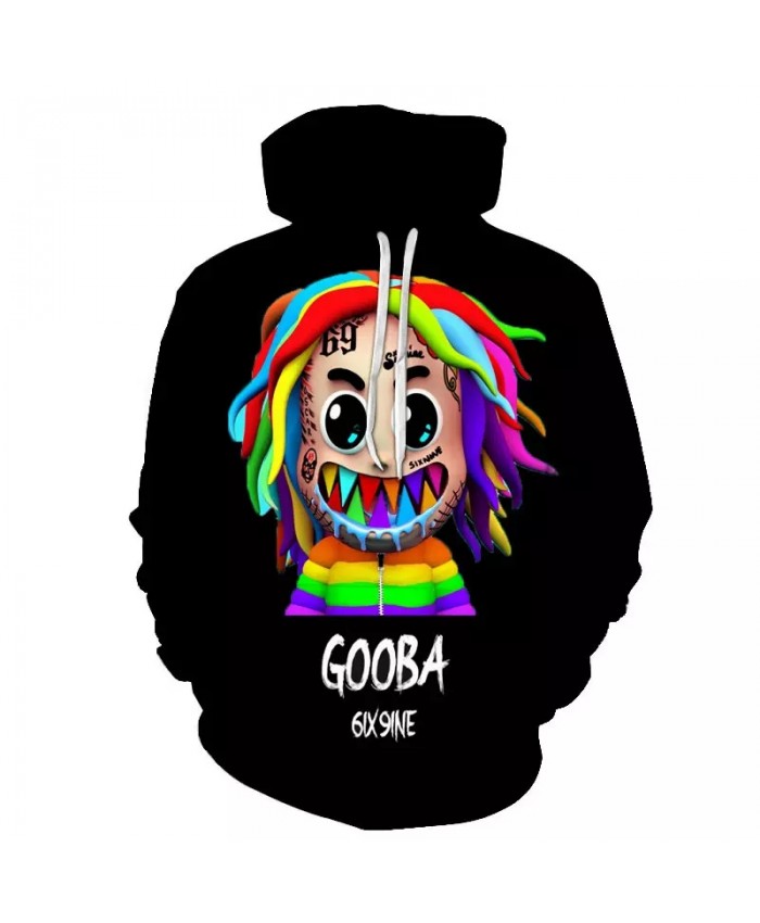 Fashion Gooba 6ix9ine men's Hoodies 3d Print Autumn Winter Sweatshirt Men hip-hop Clothes Rapper Casual Hoodie Oversized Hoody