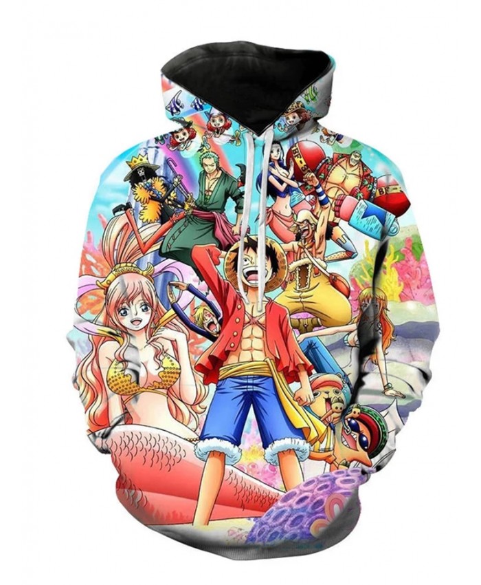 Autumn And Winter New Cartoon 3d Printed Luffy Men's And Women's Hoodies Children's Casual Long-sleeved Sweatshirt Coats