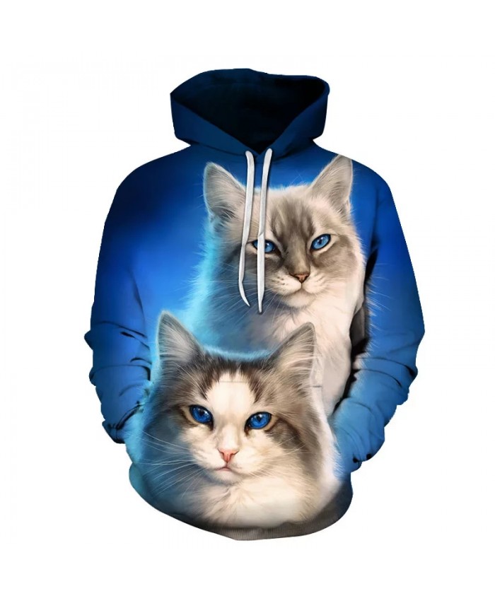 Sweatshirts Women Cute Cat Women's 3D Animal Print Hood Hoodies Ladies Long Sleeve Casual Hooded Pullover Clothes Sweatshirt