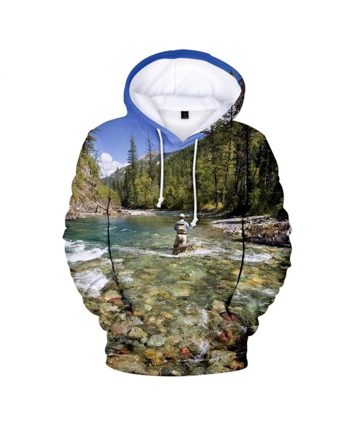 3D print Beautiful fishing scenery boys girls autumn winter comfortable pullovers fish male female fashion children's sweatshirt