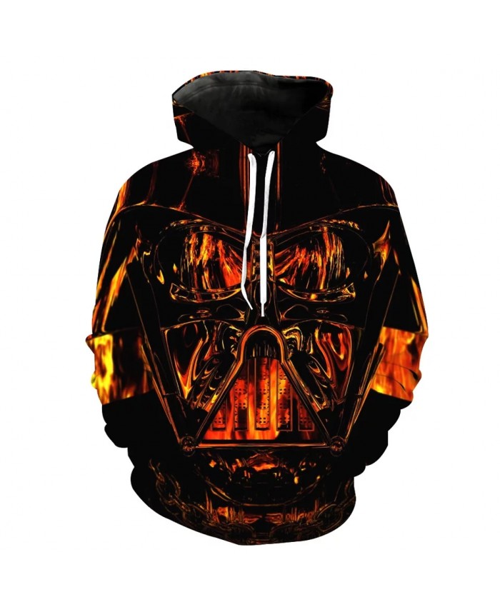 Black and red stitching black giant axe print cool 3D zipper hooded sweatshirt