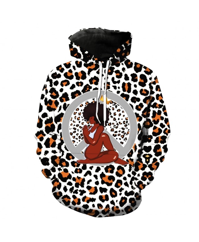 Men's Fashion 3D Hoodie Yoga girl leopard print sweatshirts