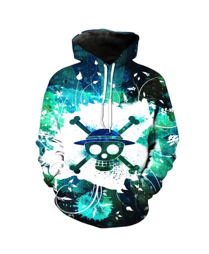 Stitching design green snowflake metal skull print fashion 3D hooded sweatshirt