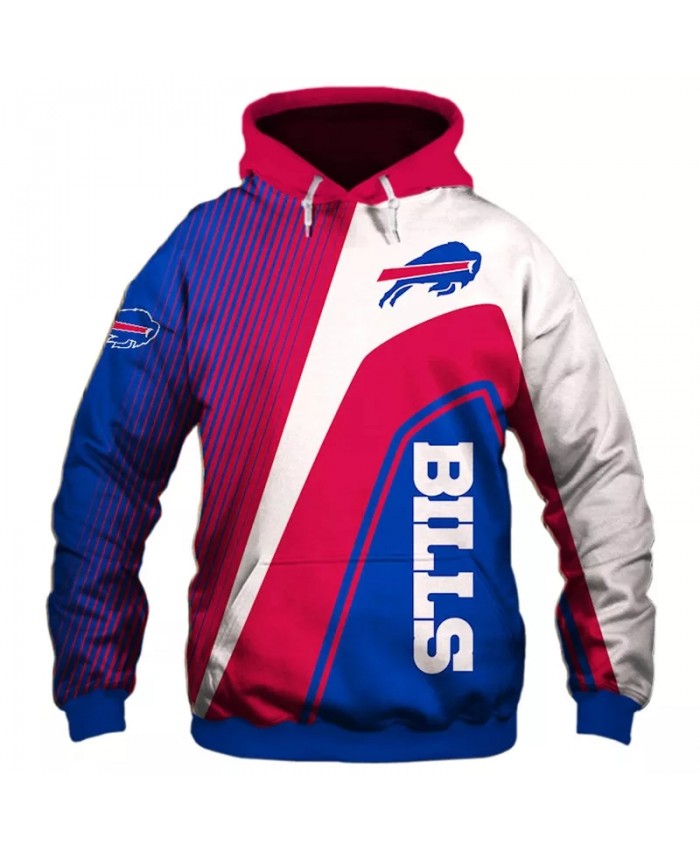 Buffalo fashion cool Football 3d hoodies sportswear Red blue white stitching stripes design bull print Bills sweatshirt 1