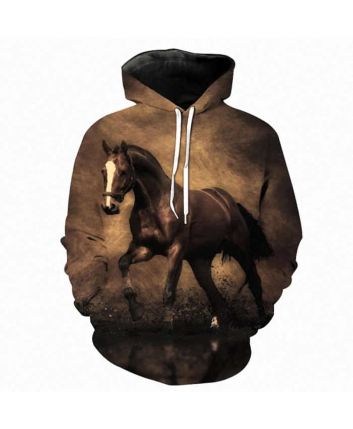 2021 Hot Sale Sweatshirt Men Women 3D Hoodies Print Brown Horse Animal Pattern Pullover Unisex Casual Creative Oversized Hoodies