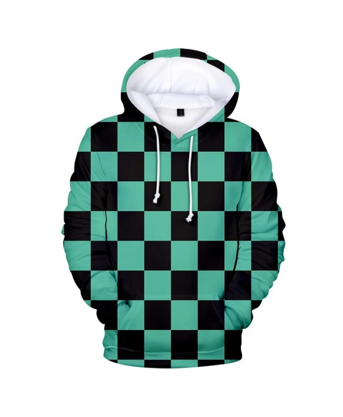 Casual Blue and black plaid 3D Ghost Blade Hoodies Men Women Streetwear Sweatshirt 3D Kids Comic Demon Slayer children Hooded