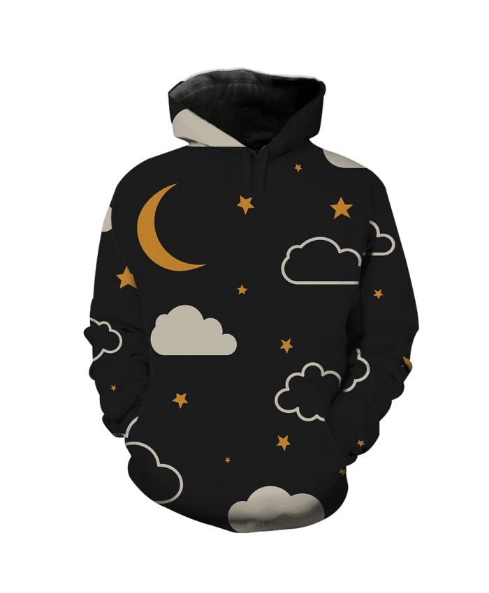 Men's Fashion 3D Hoodie Cartoon clouds stars moon print sweatshirts