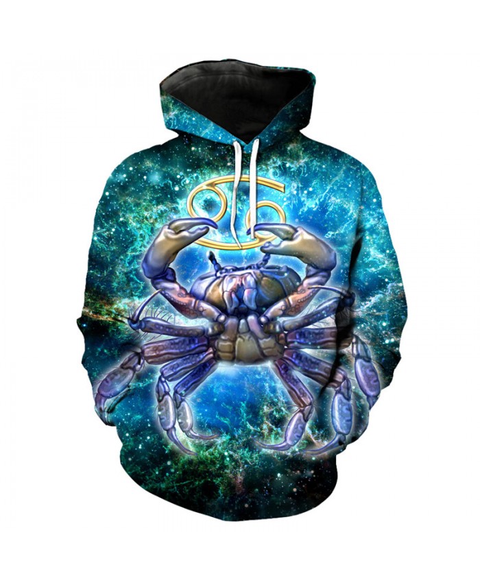 12 constellation Cancer print 3D hooded sweatshirt pullover