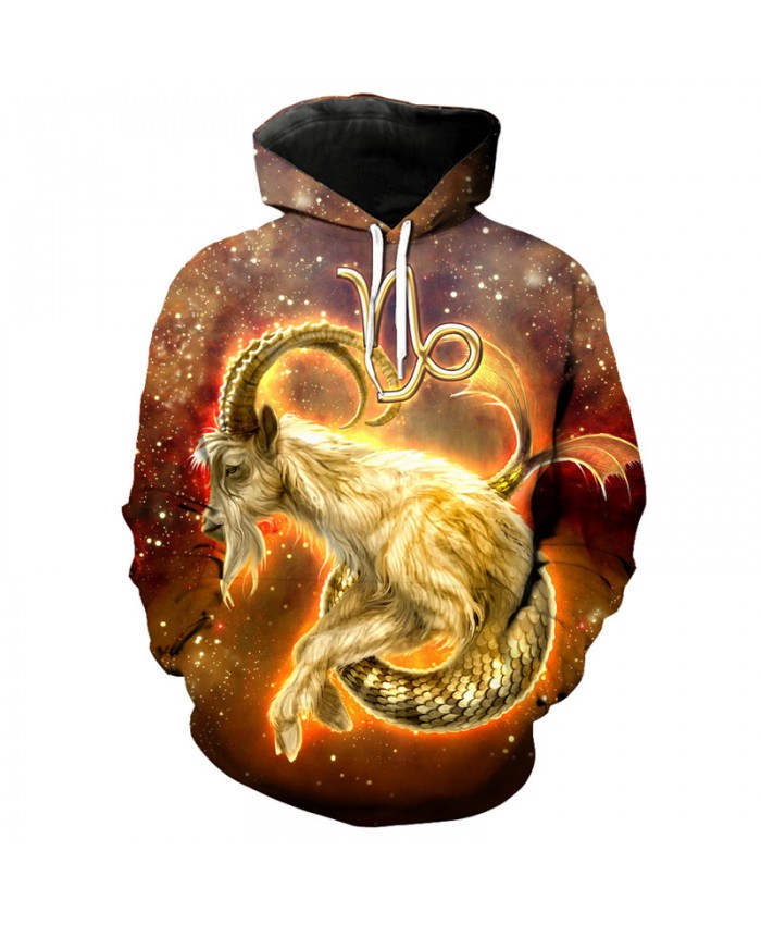 12 constellation Capricorn print 3D hooded sweatshirt pullover