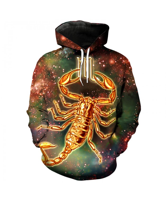 12 constellation Scorpio print 3D hooded sweatshirt pullover
