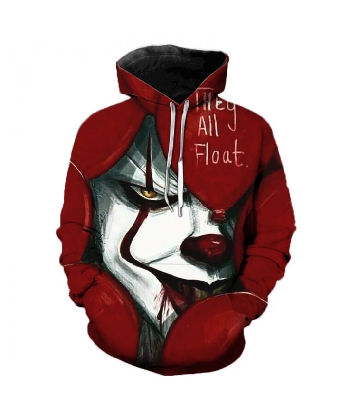 IT Chapter Two Horror Movie 3D Printed Hoodie Sweatshirts Men Women Clown Joker Pullover Casual Oversized IT Clown Hoodies