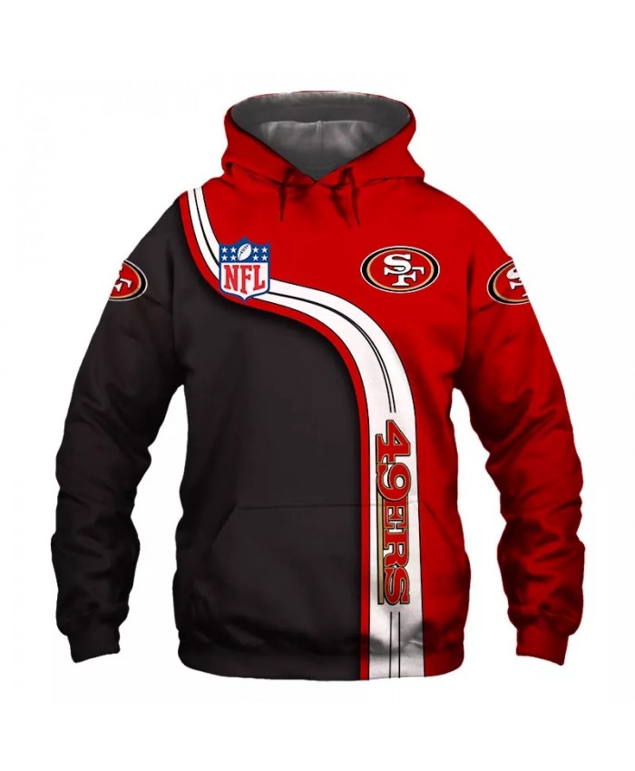 San Francisco fashion cool Football 3d hoodies sportswear Black red stripes stitching letter print 49ers sweatshirt