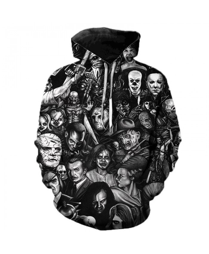 Horror Movie Freddy Jason Murderers 3D Printed Hoodies Men Women Streetwear Casual Hoodie Sweatshirts IT Clown Funny Pullover