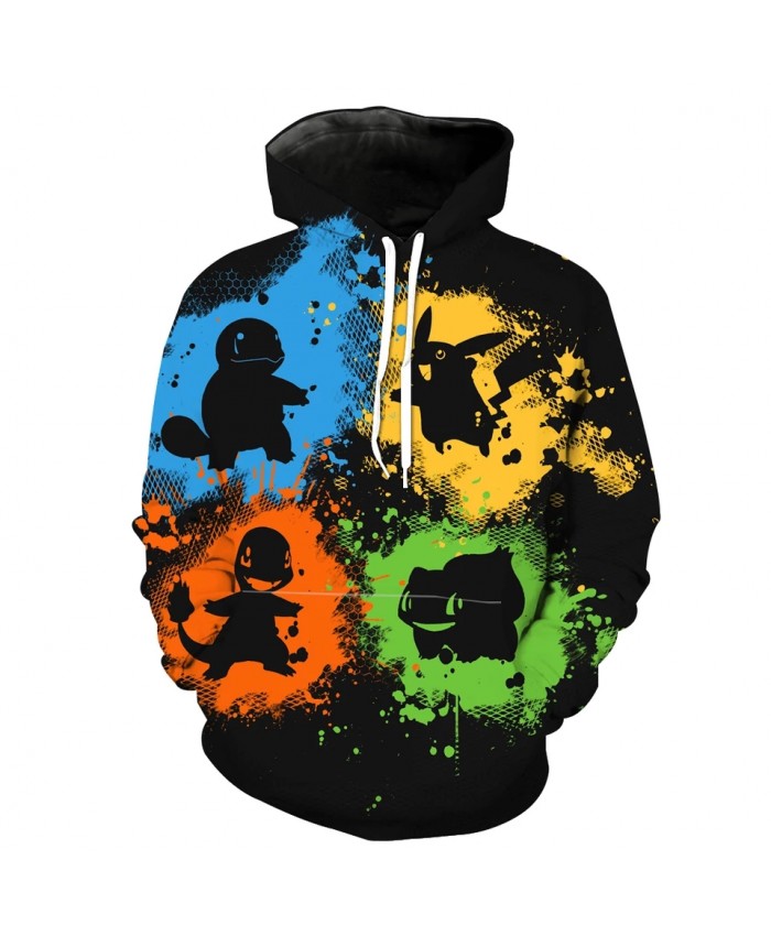 Men's Fashion 3D Hoodie Color graffiti stitching cute animal print sweatshirts