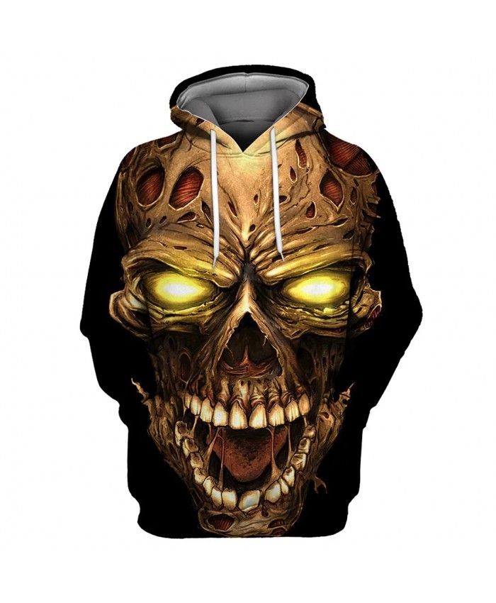 Orange bright eyes broken skull print cool 3D fashion sweatshirts