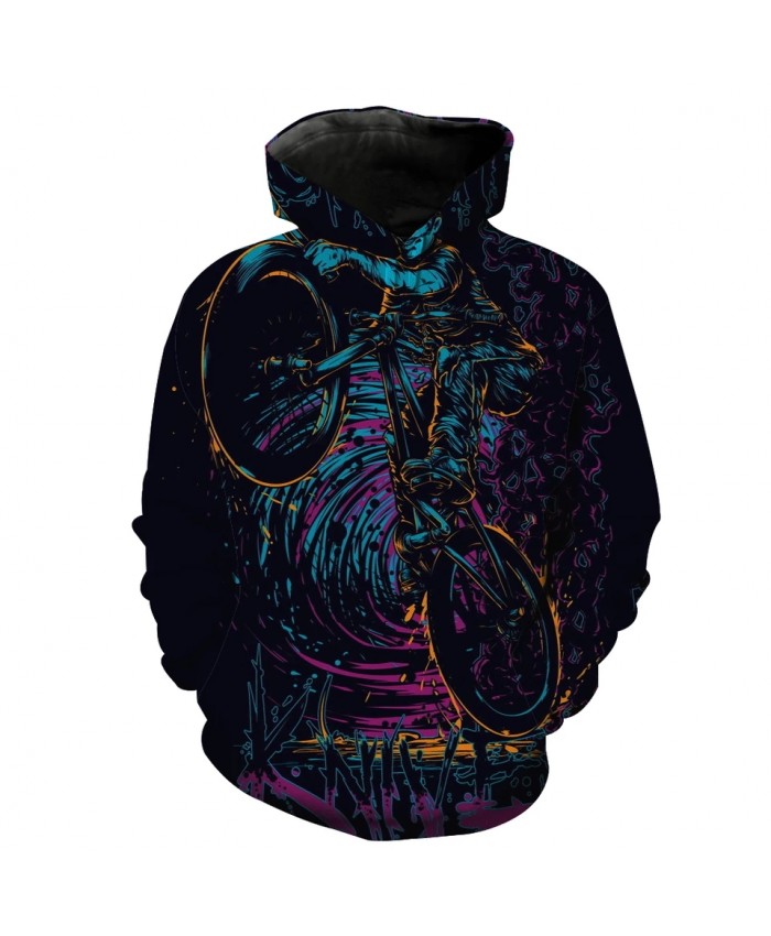 Men's Fashion 3D Hoodie Doodle bicycle chess player print sweatshirts