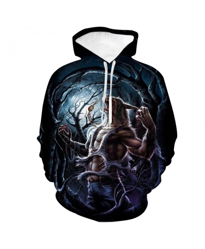 Spring And Autumn New Men's And Women's Hoodie 3d Printing Werewolf Fashion Sweatshirt Casual Long Sleeve Coat
