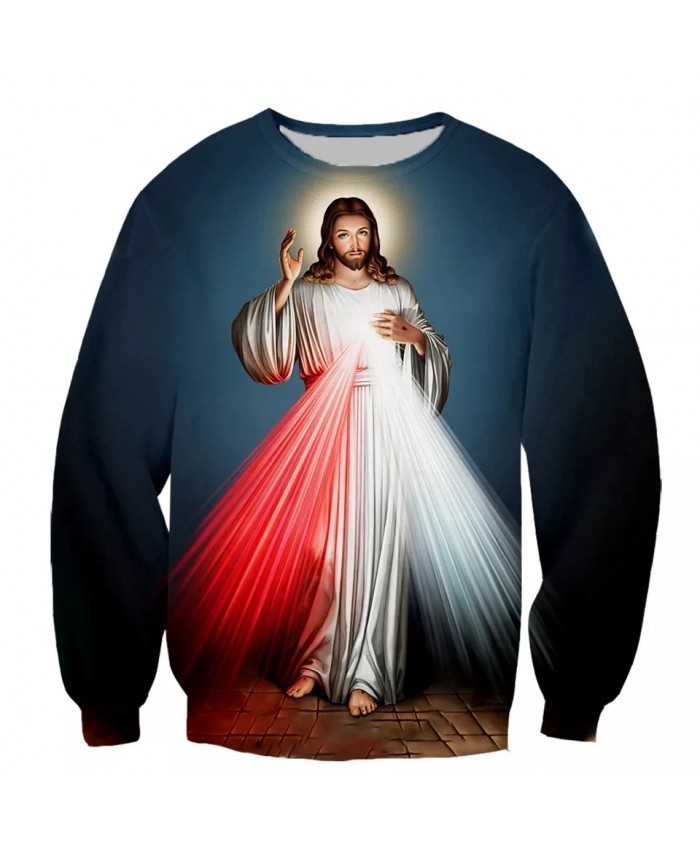 Sagrado coracao de jesus Fashion Long Sleeves 3D Print  Hoodies Sweatshirts Jacket Men women