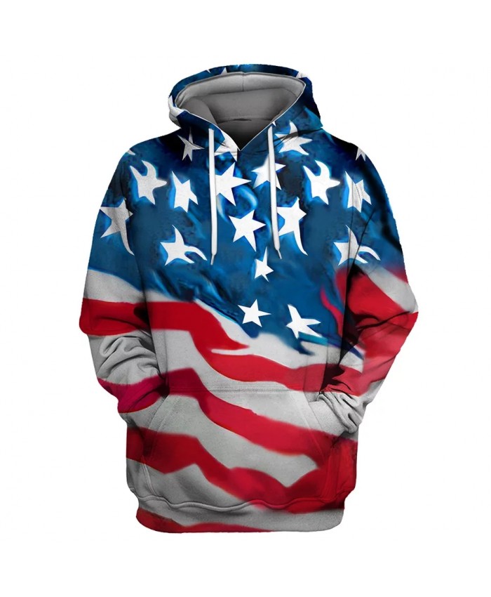 Color Graffiti Stars and Stripes Print Fashion 3D Men's Hoodies