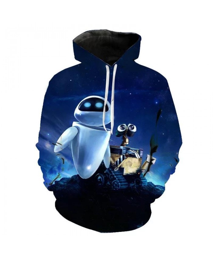 Spring And Autumn New Fashion Boys And Girls Hoodie 3d Printed Robot Wallico Sweatshirt Long Sleeve Streetwear Top