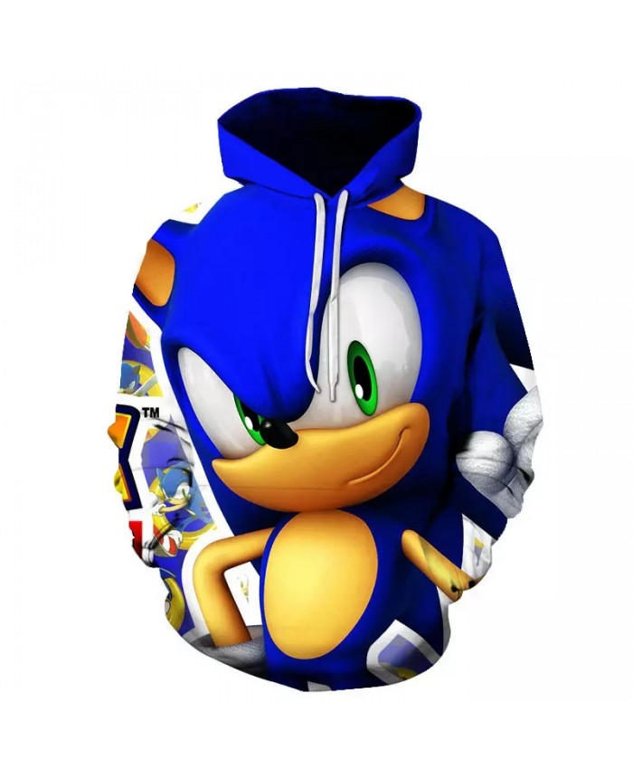Autumn Men's Women's Harajuku Anime Cartoon Hoodie 3d Printing Sonic Hedgehog Children's Kawaii Clothes Sweatshirt Coat