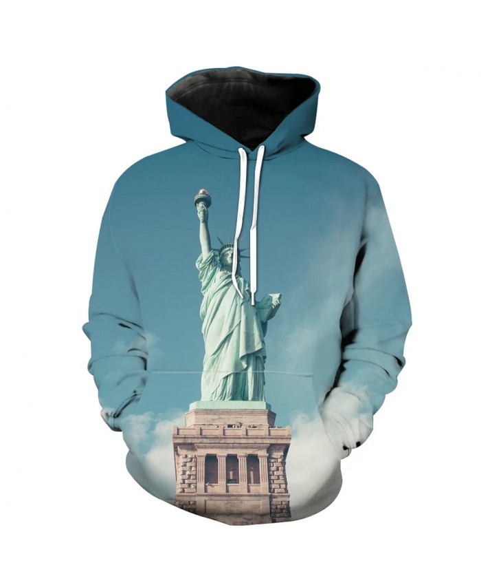 Blue Casual Hoodie Liberty Print Cool 3D Sportswear