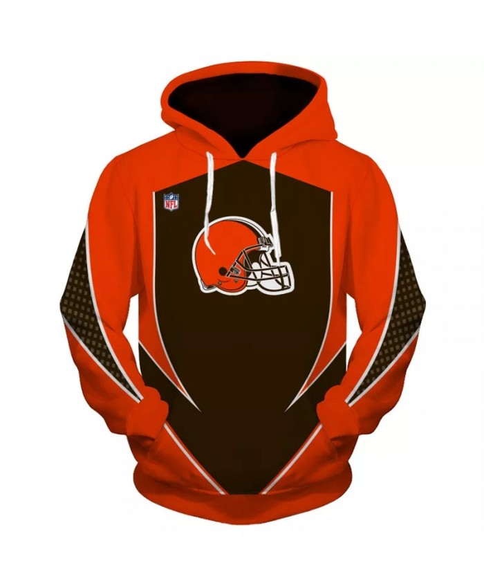 Cleveland fashion cool Football 3d hoodies sportswear Red brown geometric stitching helmet print Browns sweatshirt