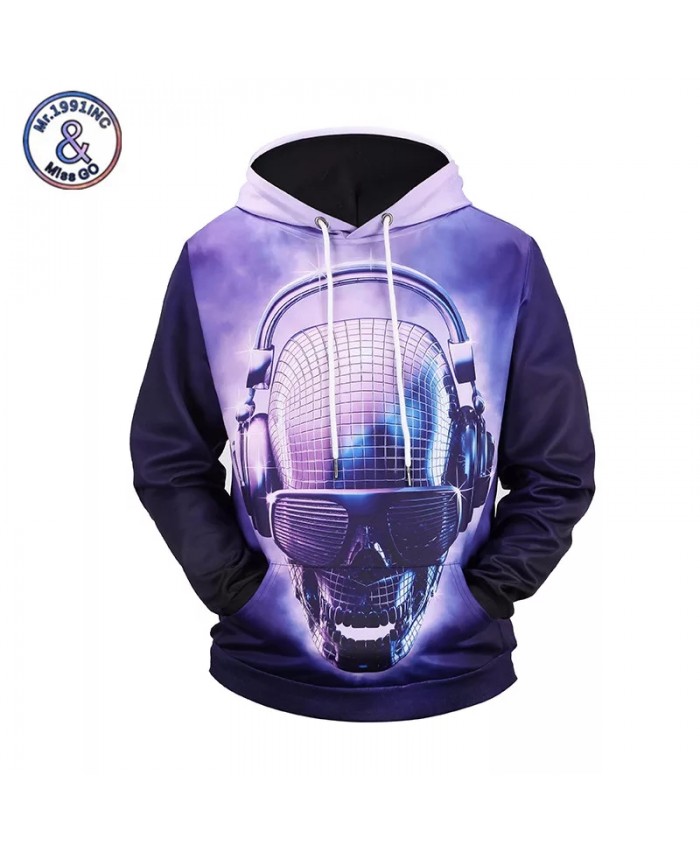 2021 Fashion Brand Hoodies Men Women 3D Print Cool DJ Skull Hip Hop Sweatshirt Hooded Unisex Tracksuit Tops M-3XL