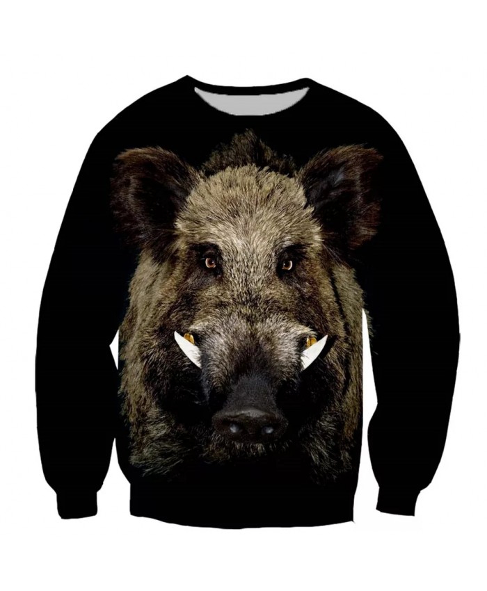 Wild boar Fashion Playerun Funny New Fashion Long Sleeves 3D Print Hoodies Sweatshirt Jacket Men women A
