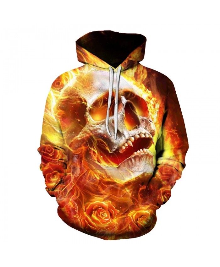 Creative Men's 3D Printing Hooded Sweatshirt Skull Head Hoodie Fall Winter Fashion Hoodie Pullover