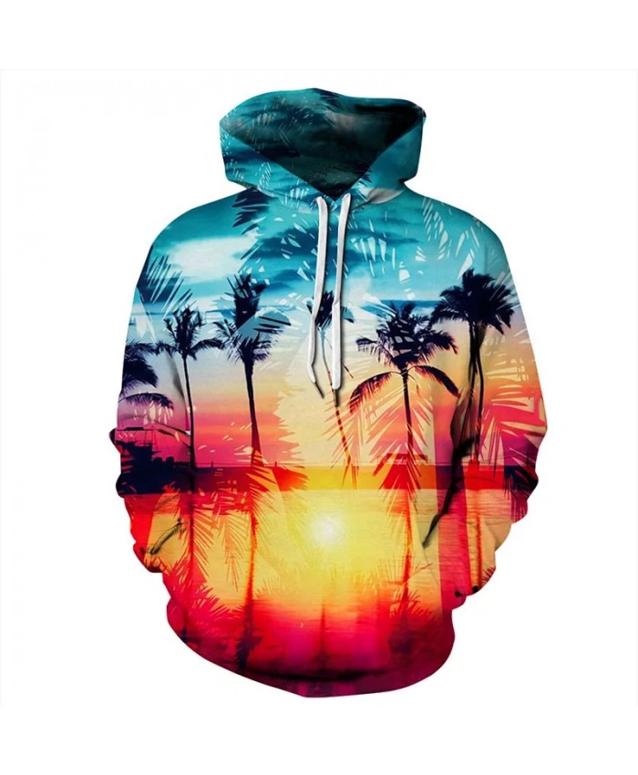 3D print hoodies pullover hooded sweatshirts for men women lovers 2021 autumn fashion hip hop street wear Hawaiian landscape
