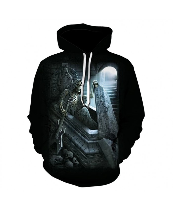 Top selling men's high quality skull print hoodie sweatshirts spring fall fashion trend street wear hip hop hoodies