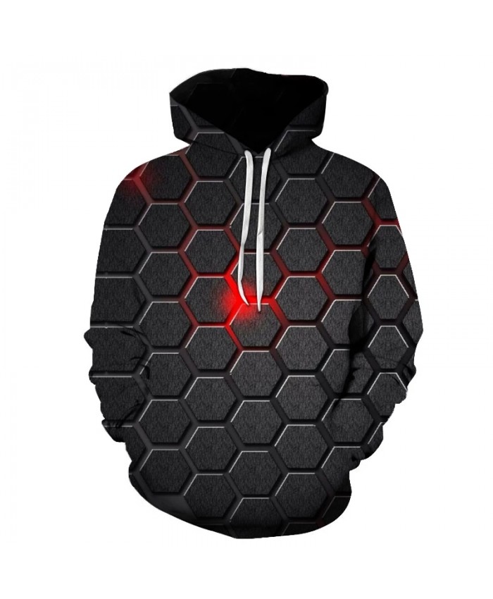 Hole pattern personality creative 3D printing men's hooded sweatshirt autumn and winter colorful fashion hoodie pullover hoodie