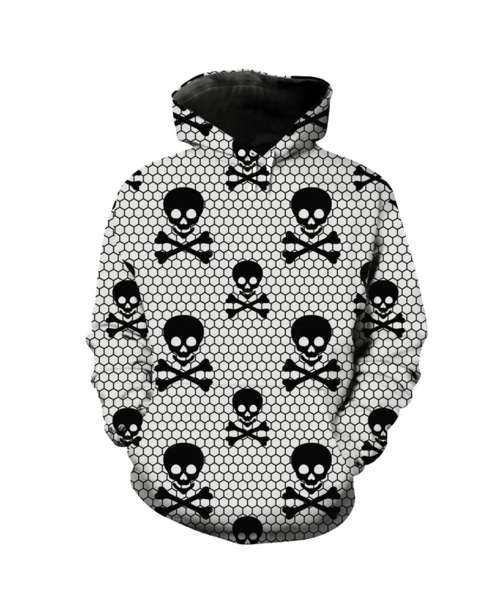 Men's Fashion 3D Hoodie Grid dense skull print sweatshirts