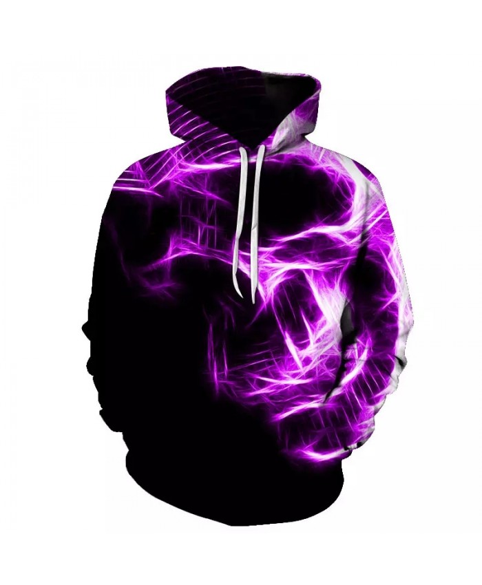 Men's Hoodies 3D Purple Flame Skull Women Hoodies Sweatshirt Young Loose Casual Sportswear Spring Autumn Coat Street Clothing