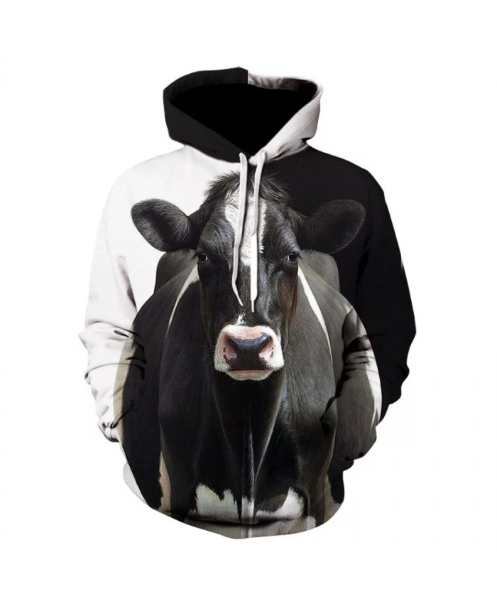 Brand new print men's personality animal cow hoodie fashion men and women long sleeve street wear 3D cow hoodie coat