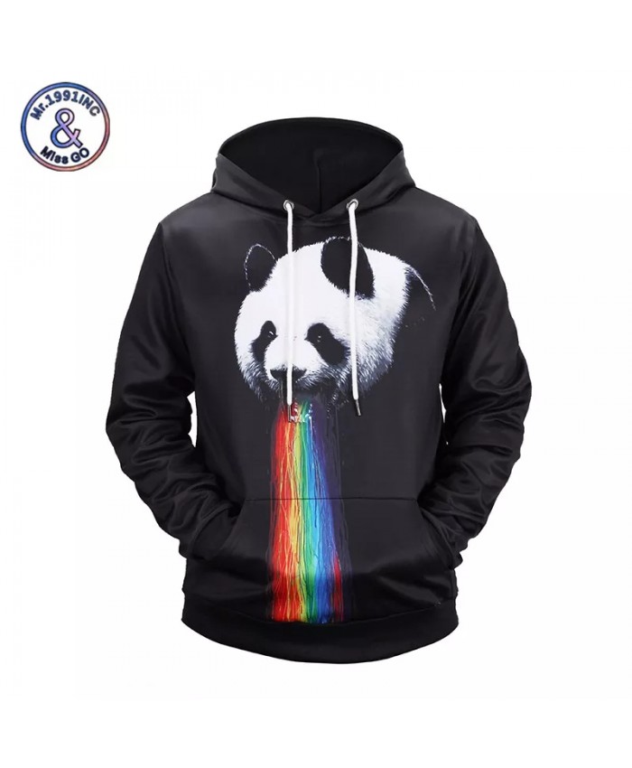 Hoodies Hooded Men Women Hat 3d Sweatshirts Print Animal Panda Spit Rainbow Thin Autumn Sweatshirts Tracksuit XXXL