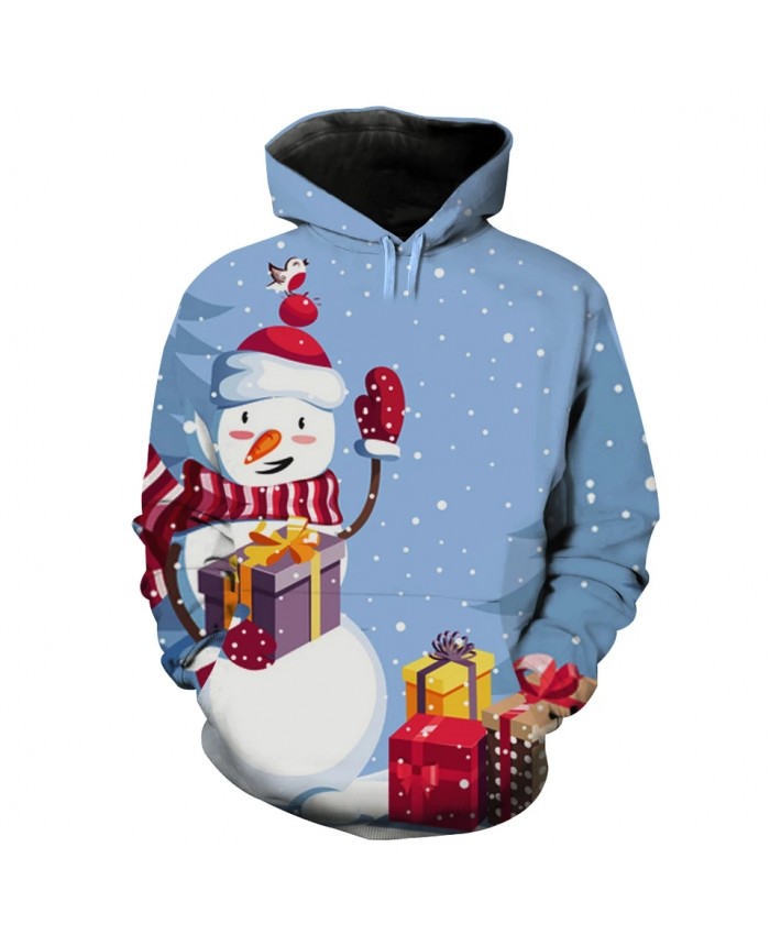 Red Scarf Red Hat Cute Snowman Christmas Gift Print Fashion 3D Hoodie