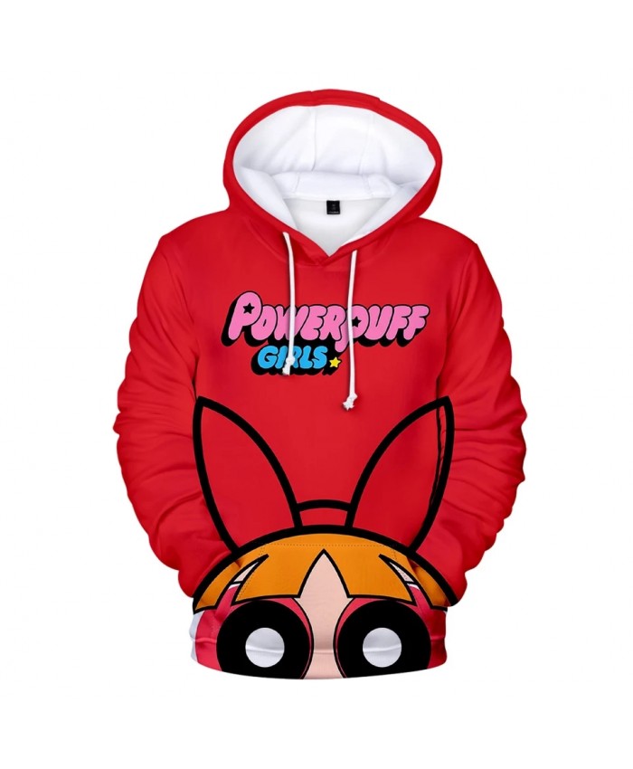 Kawaii Powerpuff Cute Girls 3D Hoodie Sweatshirts Women Long Sleeve Hooded Tops Harajujku 3D Cartoon Print Hoody Girls Pullovers