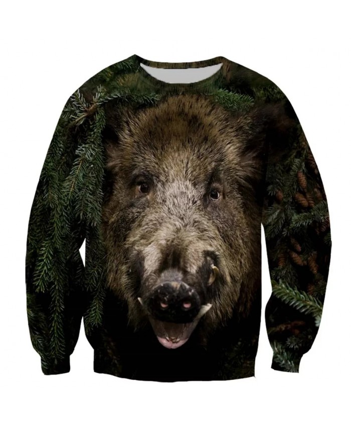 Wild boar Fashion Playerun Funny New Fashion Long Sleeves 3D Print Hoodies Sweatshirt Jacket Men women D