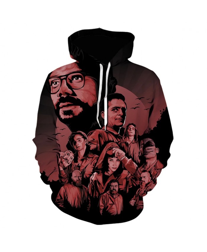 3D Print Hoodies La Casa De Papel Sweatshirt Boy Girl Winter Hoodie Men Clothing Jacket Cartoon Funny Pullover Fashion Coat