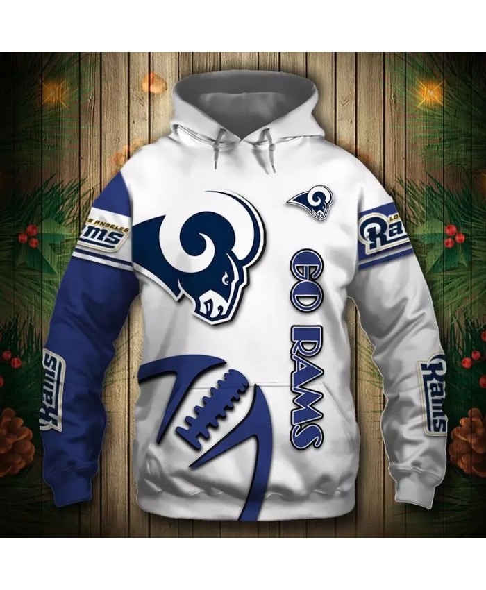 Los Angeles fashion cool Football 3d hoodies sportswear Blue white stitching steel rugby sheep print Rams sweatshirt