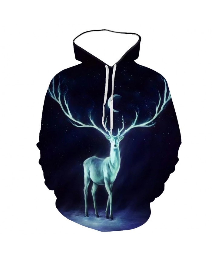 Autumn And Winter Men's And Women's Hoodies 3d Printing Animal Red Deer Pattern Pullover Fashion Casual Sweatshirt Top