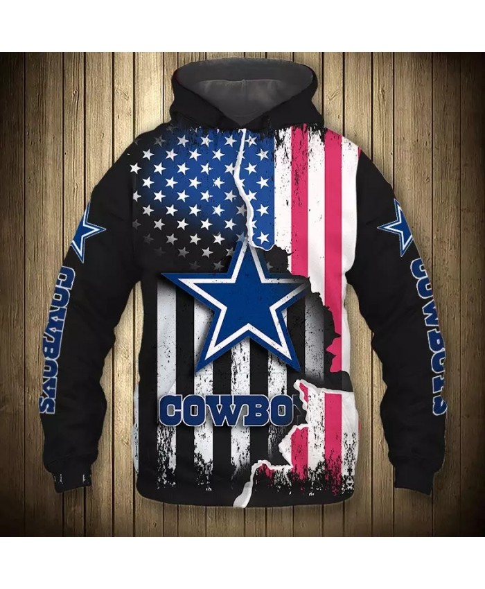 Dallas fashion cool Football 3d hoodies sportswear Black Stars and Stripes Pentagram Print Cowboys sweatshirt