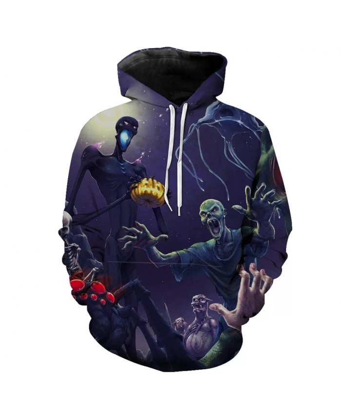 Purple Sky Crazy Zombie Print Fashion 3D Hoodie