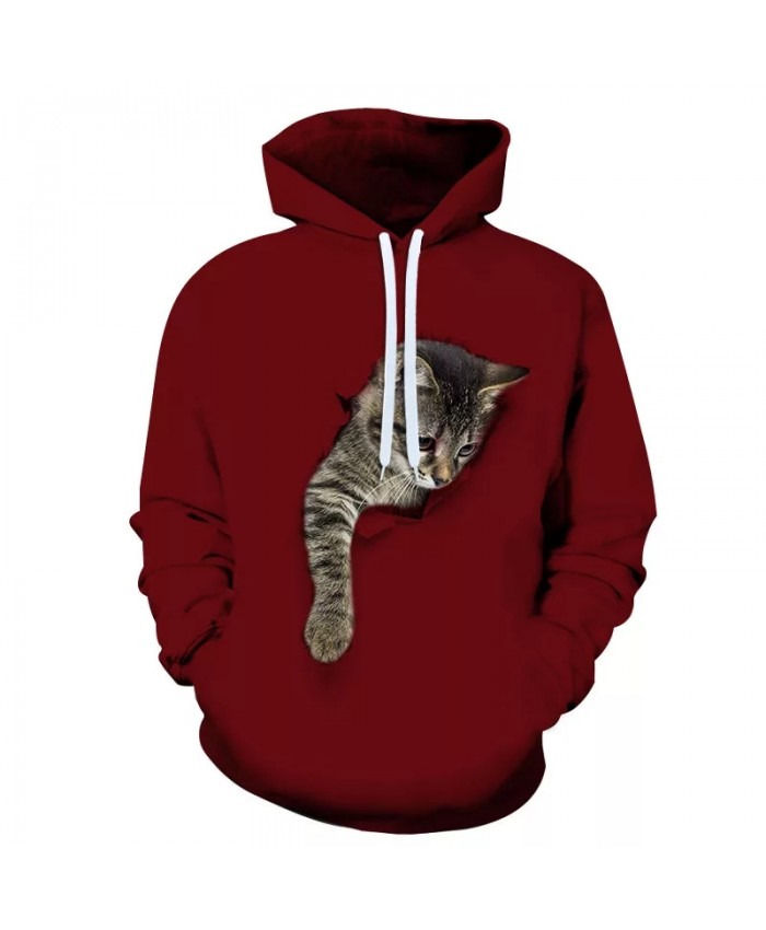 Women Animal Cat 3D Hoodies Sweatshirts Autumn Plus Size Long Sleeve Pocket Pullover Hoodie Female Casual Warm Hooded Sweatshirt