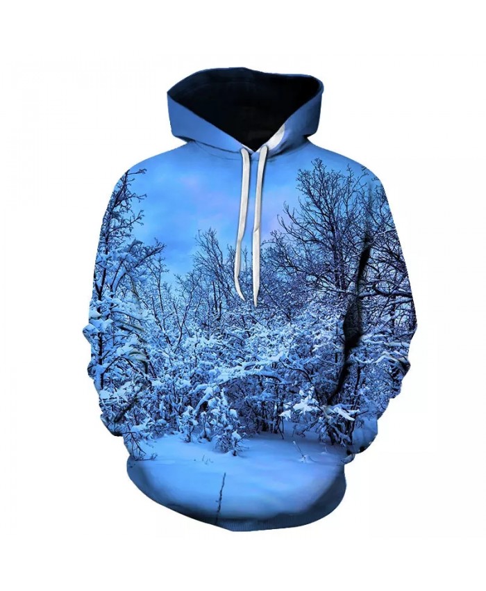 Personalized 3D printing landscape pattern men's casual sports small fresh hoodie