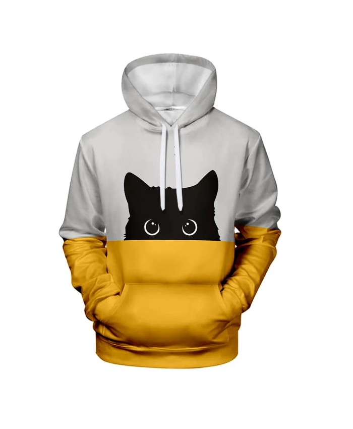 WAMNI Black Cat Hoodie 3D Print Male Autumn Pullover Pink Blue Patchwork Stylish Female Warm Stylish Pussy Hoodies Sweatshirts